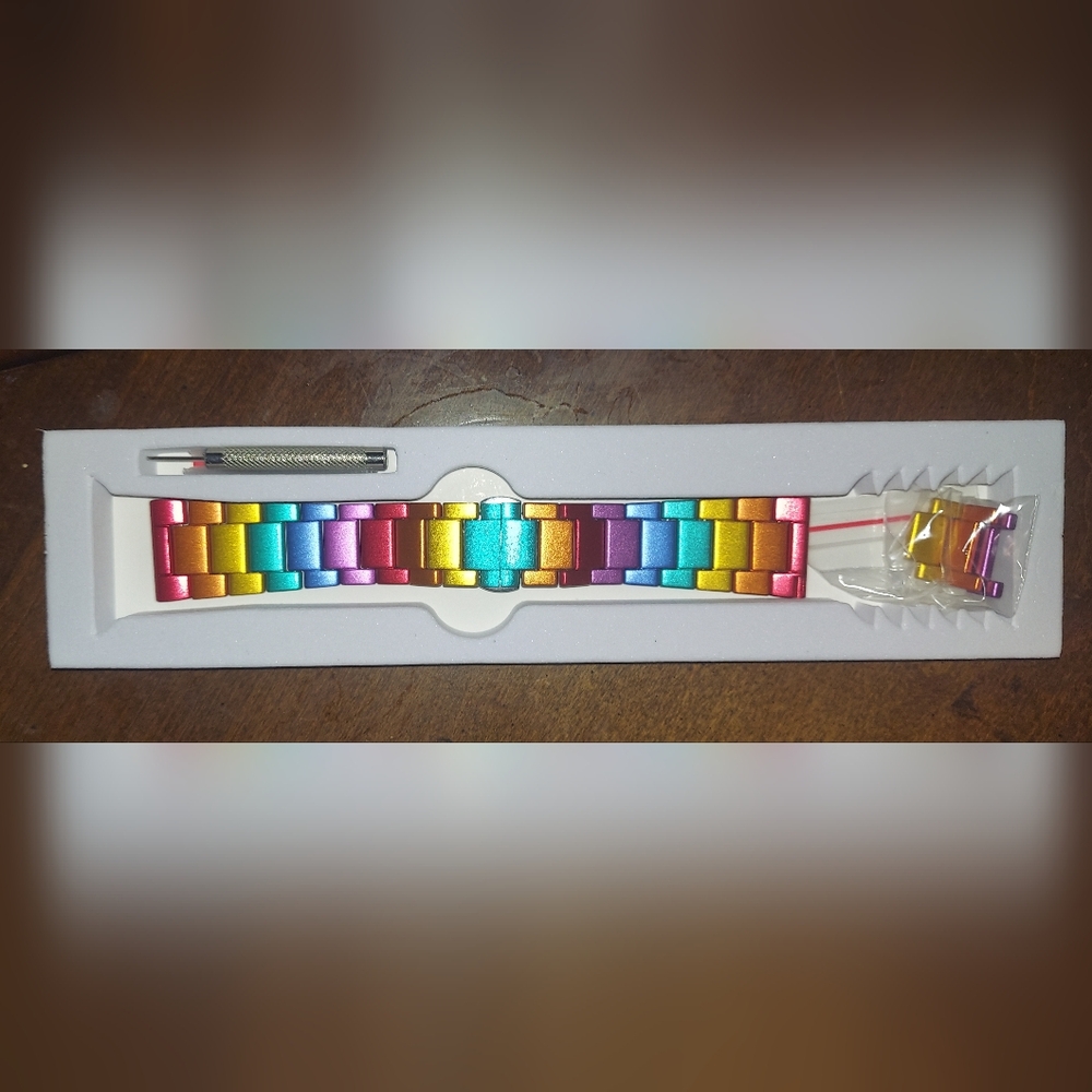 Colorful Rainbow Metallic Smart Watch Band - Picture 3 of 5